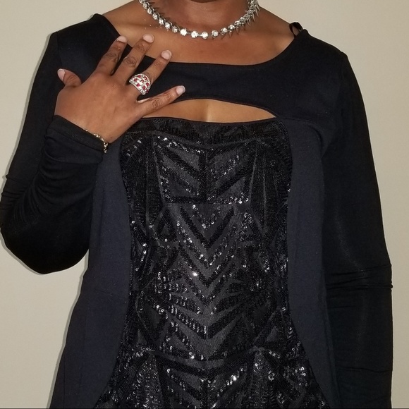 NWT Lane Bryant Black Sequin Dress - Picture 4 of 6